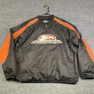 Harley Davidson Racing Screamin Eagle Jacket Mens XL Black Orange Windbreaker